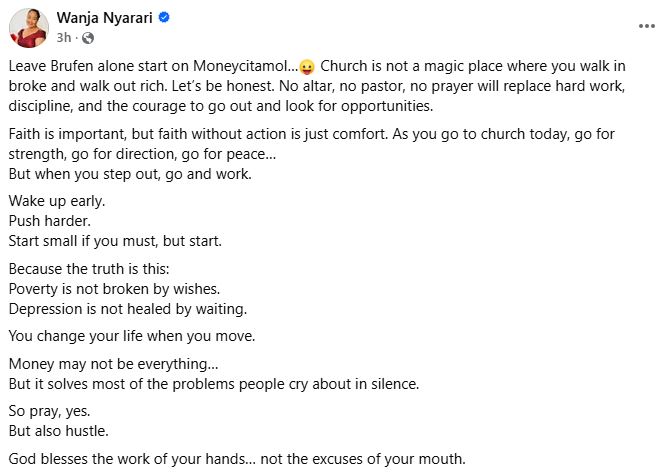 Wanja Nyarari’s statement. PHOTO/ https://www.facebook.com/muthee.prince