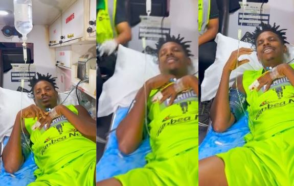 A screengrab image of Eric Omondi being attended two by medics. PHOTO/ https://www.facebook.com/profile.php?id=100044317755329
