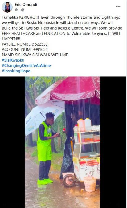 Eric Omondi’s statement on day 3 of his walk from Nairobi to Busia. PHOTO/ https://www.facebook.com/profile.php?id=100044317755329