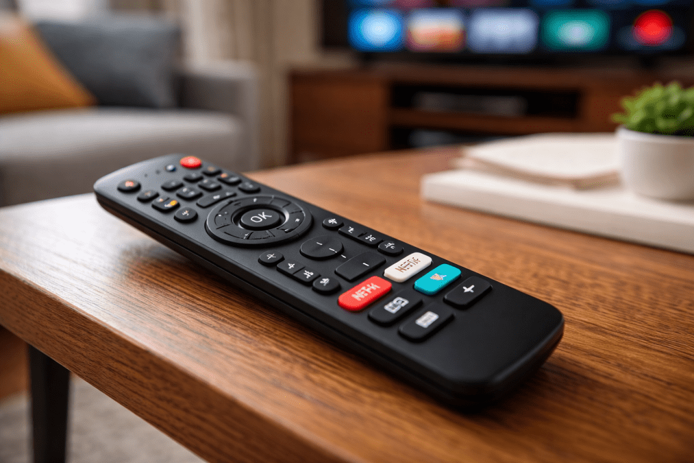 A TV remote placed on the table. PHOTO/Photo generated by AI