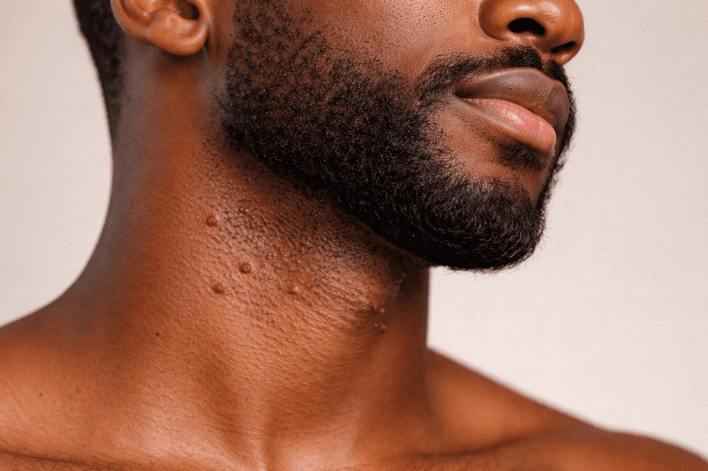 A chin of a man after shaving beards. PHOTO/Photo generated by AI