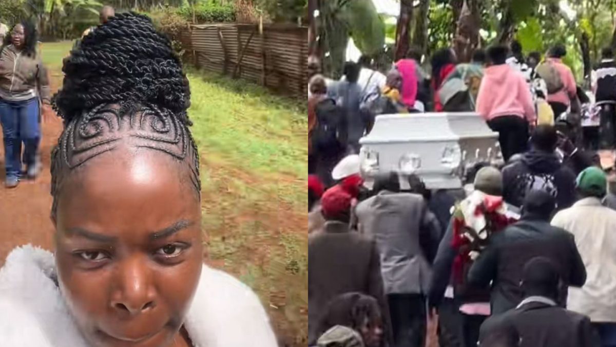 Kawira during the burial of her grandma. PHOTOS/@mcakawira/TikTok.