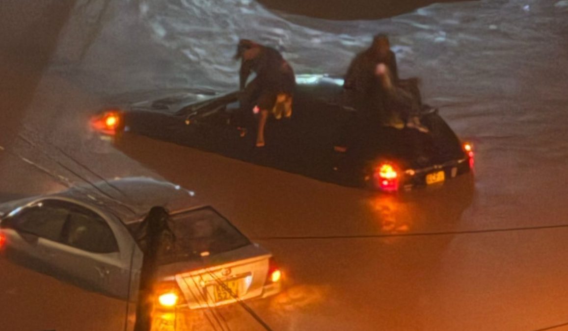 Flooded road. PHOTO/@Sudhirntv/X