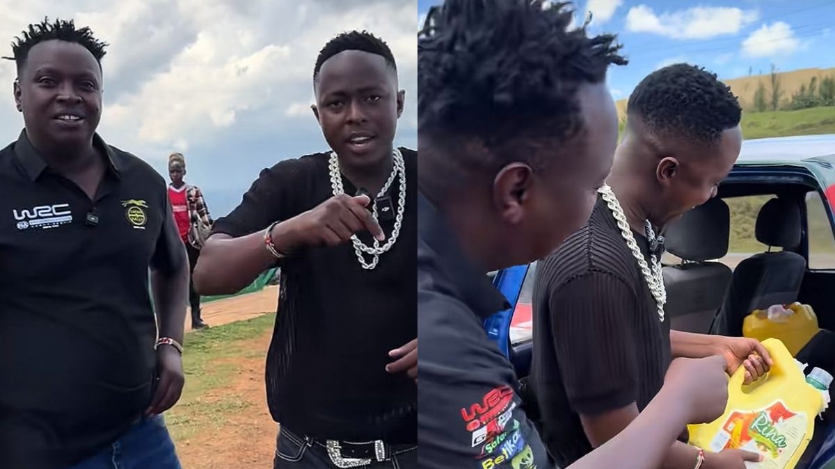 Mbote Njogu introduces MC Gogo to Muratina after meeting in Naivasha for Safari Rally: "Hii ni mafuta"
