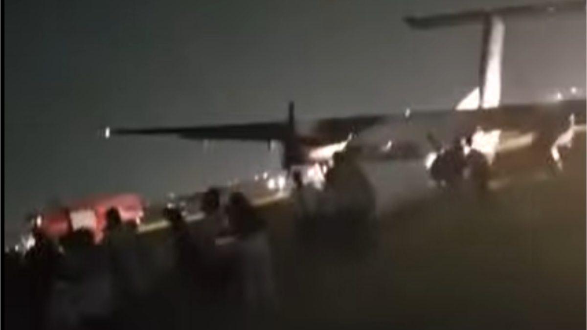 Passenger plane lands at Wilson Airport. PHOTO/screengrab by K24 Digital from a video shared online