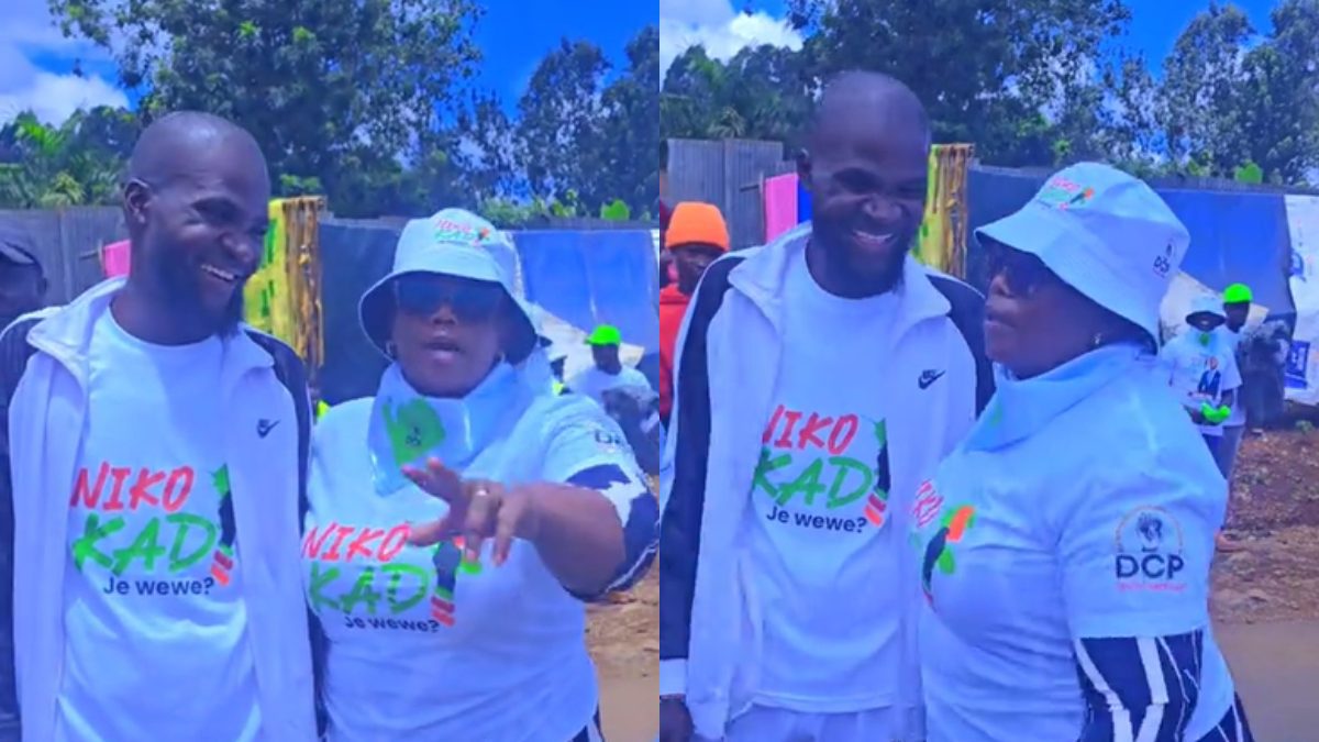 Nuru Okanga interacts with Priscilla Wa Imani during an event held by Rigathi Gachagua. PHOTOS/Screengrabs by K24 Digital of TikTok video by @priscillawaimani.