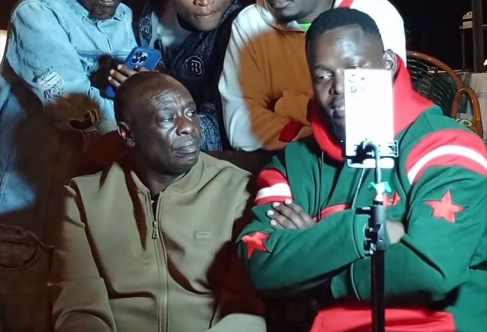 MC Chris speaking after going live on TikTok with Rigathi Gachagua. PHOTOS/Screengrabs by K24 Digital of live by @mcchriskirubijr/TikTok.