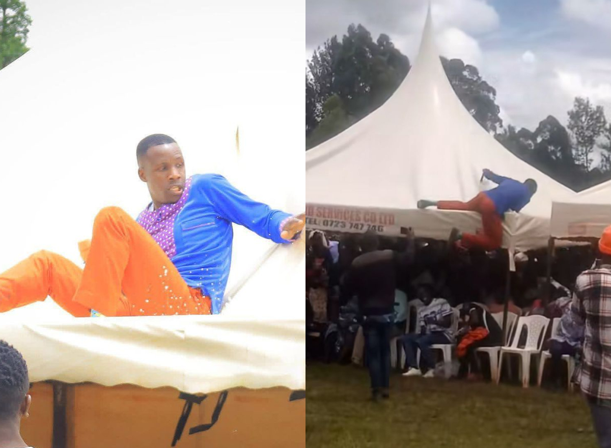 Mourners scatter as Embarambamba climbs tent to perform at Van Quiz’s burial