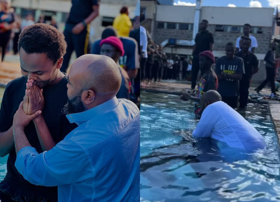 Moji Shortbabaa baptising his brother. PHOTO/@mojishortbabaa/Instagram