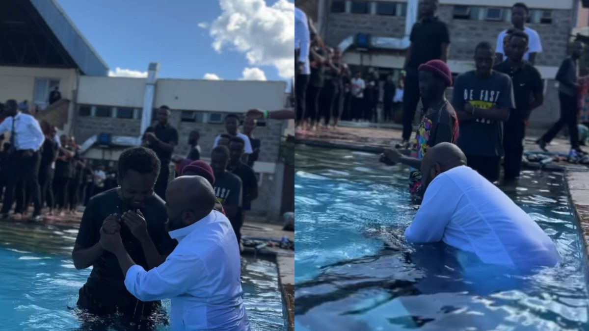 Moji Shortbabaa baptising his brother. PHOTO/@mojishortbabaa/Instagram