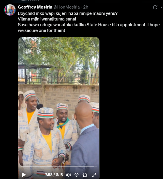 A post shared by Geoffrey Mosiria on X. PHOTO/Screengrab by K24 Digital