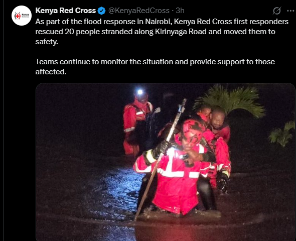 A post shared by Kenya Red Cross. PHOTO/Screengrab by K24 Digital