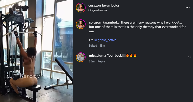 A post shared by Corazon Kwamboka on Instagram. PHOTO/Screengrab by K24 Digital