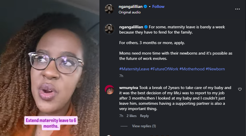 A post shared by Lilian Ng'ang'a on her Instagram page. PHOTO/Screengrab by K24 Digital