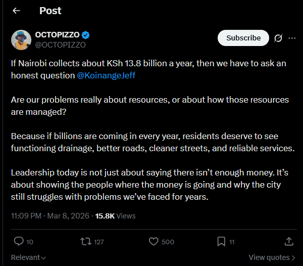 A post shared by Octopizzo. PHOTO/Screengrab by K24 Digital