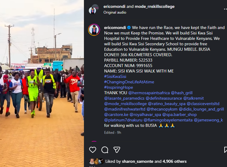 A post shared by Eric Omondi on his Instagram. PHOTO/Screengrab by K24 Digital