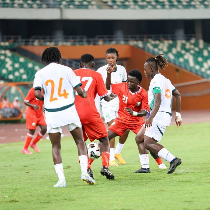 Harambee Starlets in action against Ivory Coast on Wednesday, March 4, 2026. PHOTO/https://www.facebook.com/HarambeeStarlets