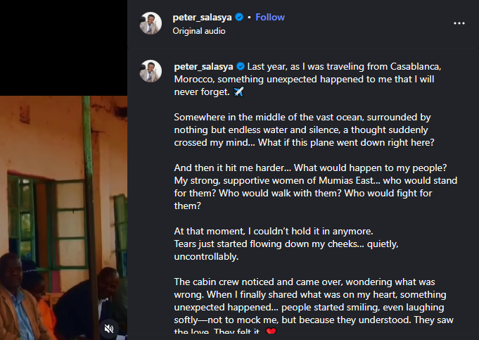 A post shared by Peter Salasya on Instagram. PHOTO/Screengrab by K24 Digital