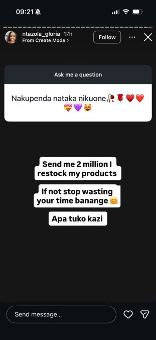 A post shared by Ntazola Gloria. PHOTO/Screengrab by K24 Digital