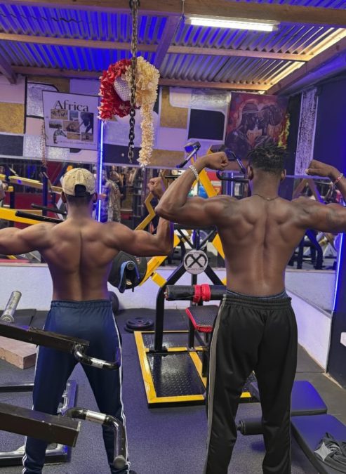 Muscles 4 Fitness Trainer Charles Nyangweso (in cap) leading a gym session. PHOTO/David Nthua