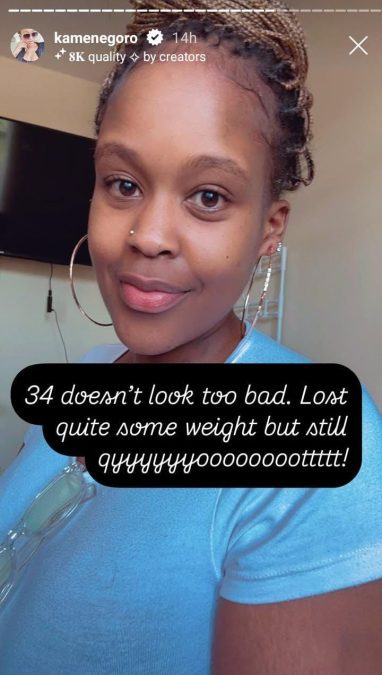 A post shared by Kamene Goro on her Instagram stories. PHOTO/Screengrab by K24 Digital