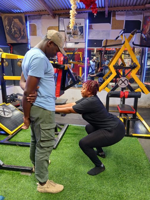 Gym trainer Charles supervises one of the students training for fitness. PHOTO/David Nthua