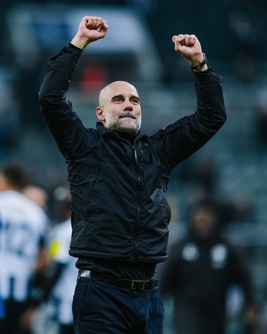 Manchester City boss Pep Guardiola during Newcastle United's encounter on Saturday, March 7, 2026. PHOTO/https://web.facebook.com/mancity