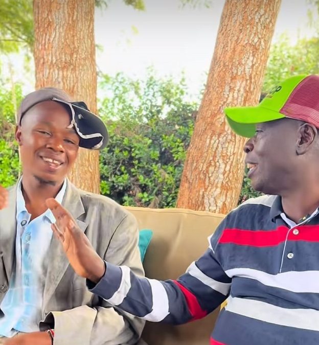 Nyojoro and Gachagua together during the shooting of a skit. PHOTOS/Screengrab by K24 Digital of TikTok video by @nyojoro,