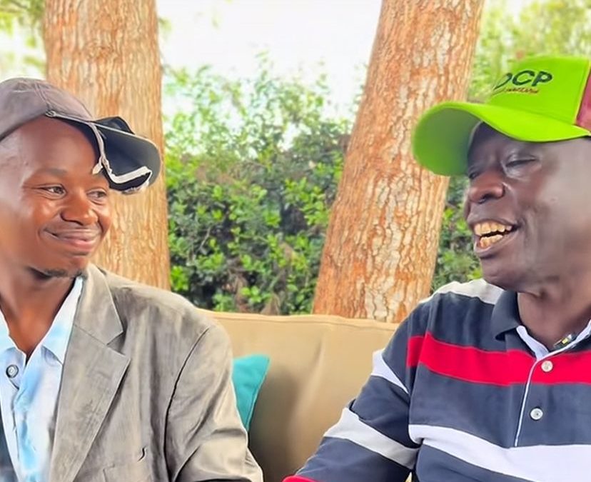 Nyojoro and Gachagua together during the shooting of a skit. PHOTOS/Screengrab by K24 Digital of TikTok video by @nyojoro,