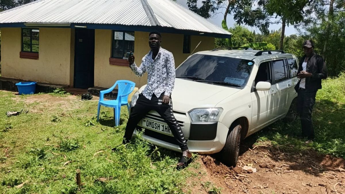 Omosh One Hour posing with his new car. PHOTO/https://www.facebook.com/profile.php?id=61560082284542