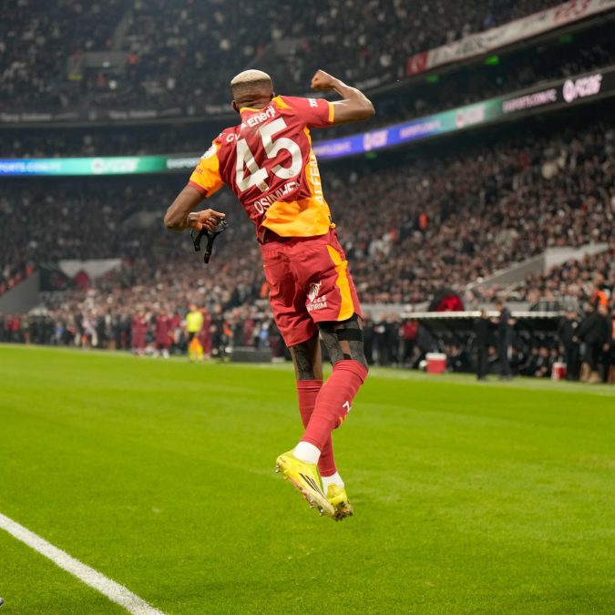 Galatasaray forward Victor Osmhen celebrating his goal previously. PHOTO/https://www.facebook.com/Galatasaray