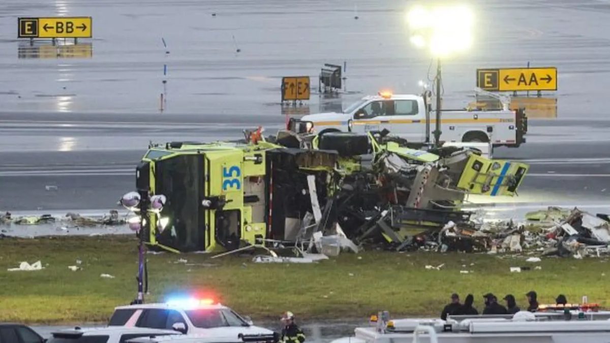 The aftermath of LaGuardia plane crash. PHOTO/@geotechwar/X