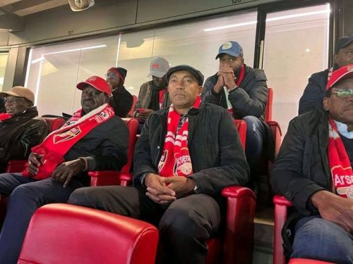 Raila Odinga at the Emirates Stadium watching a past Arsenal fixture. PHOTO/Raila Odinga/Facebook