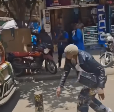 The viral woman smashing the bus. PHOTO/Screengrab by K24 Digital