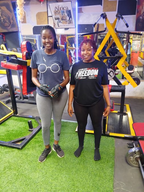 2 ladies during a past gym session at Muscles 4 Fitness Center. PHOTO/David Nthua
