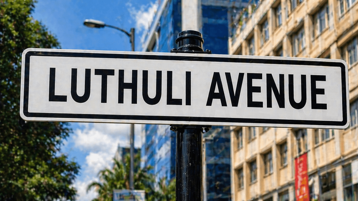 Clear street sign reading Luthuli Avenue on a roadside pole. PHOTO/Photo generated by AI