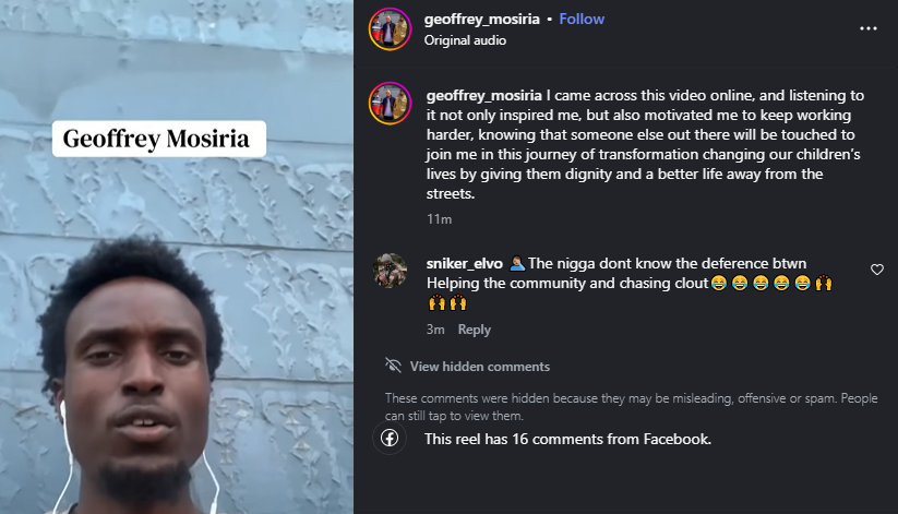 A post shared by Geoffrey Mosiria on Instagram. PHOTO/Screengrab by K24 Digital
