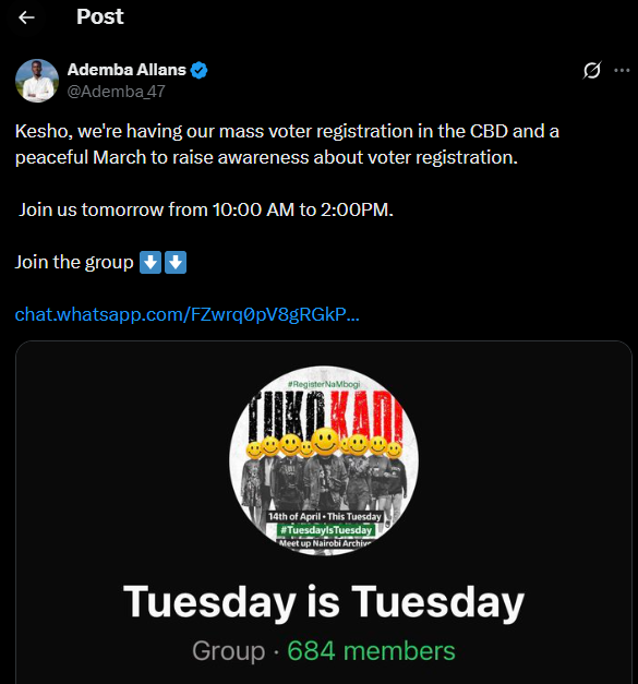 A post shared by Allan Ademba on X