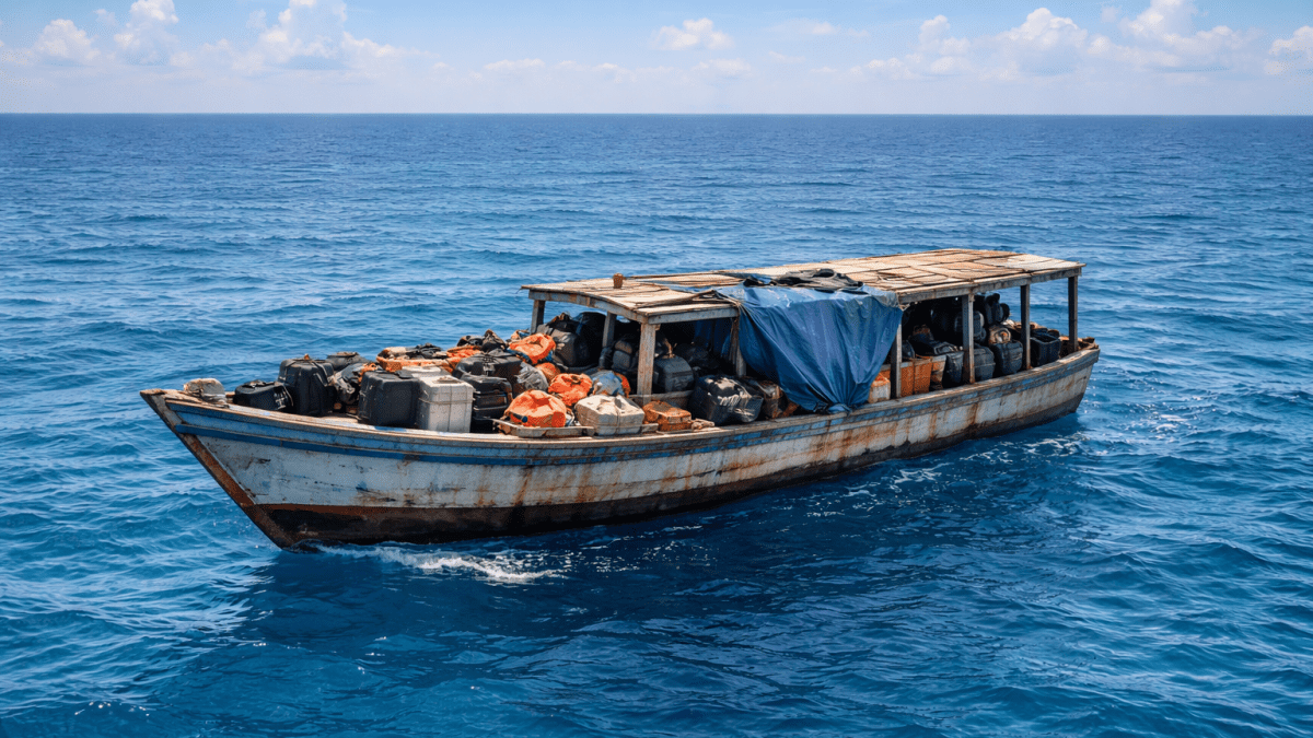 An overcrowded boat at sea. PHOTO/AI