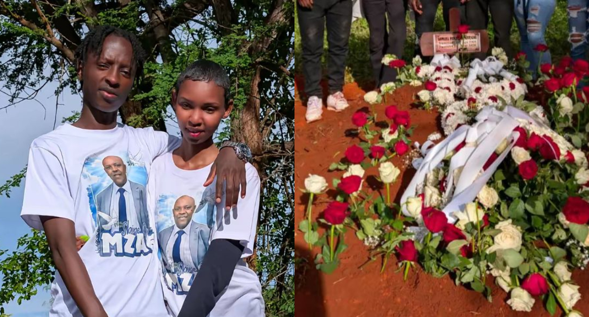 Kim Swat and his sister during their father's burial. PHOTOS/@kimswatofficial/TikTok.