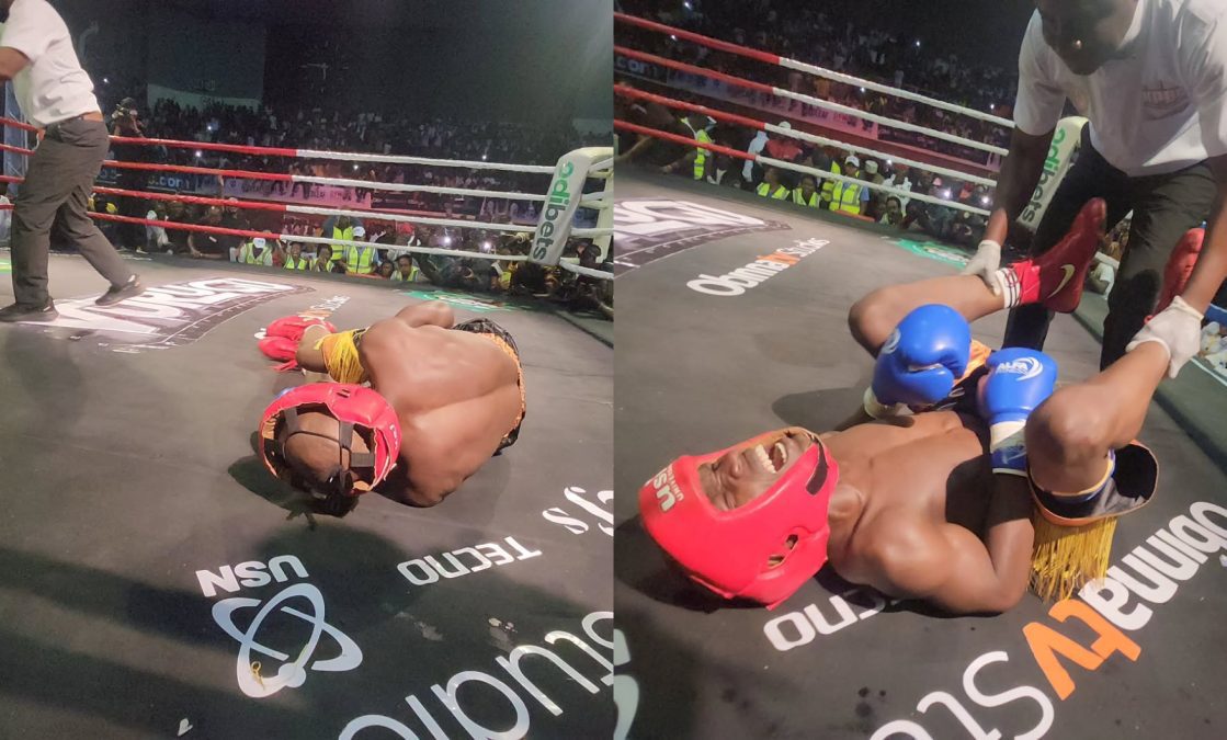 Mbavu Destroyer after losing to Majembe during Vurugu fight night. PHOTO/@jackie-ogaga/Instagram
