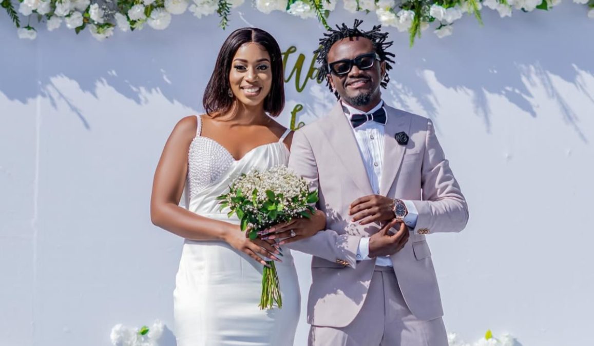 Musician Bahati with his wife in wedding attires while announcing hinting at their upcoming nuptial for the second time. PHOTO/@bahatikenya/Instagram