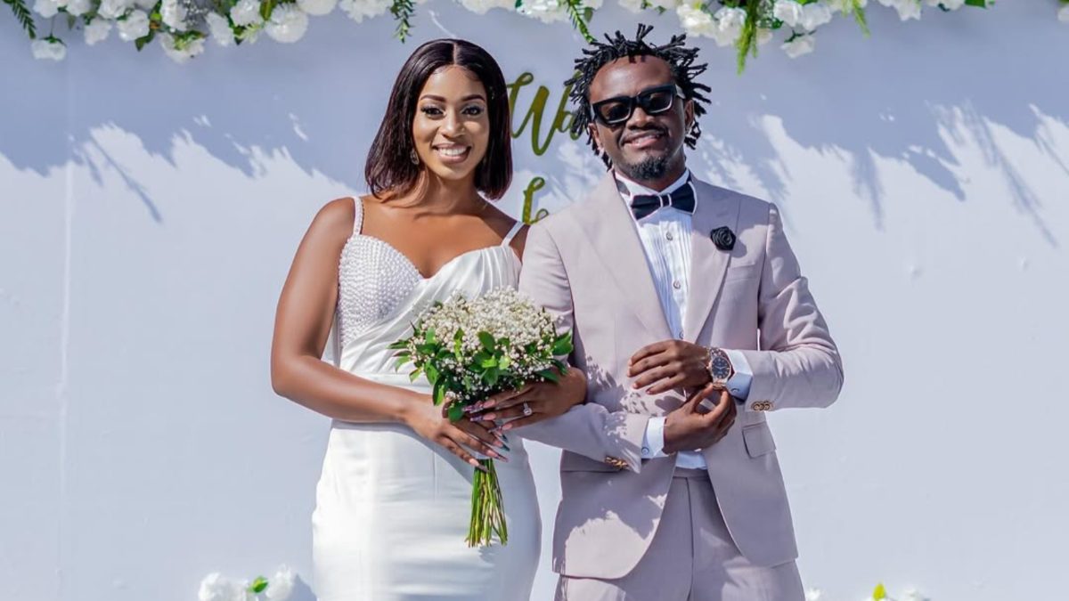 Musician Bahati with his wife in wedding attires while announcing hinting at their upcoming nuptial for the second time. PHOTO/@bahatikenya/Instagram