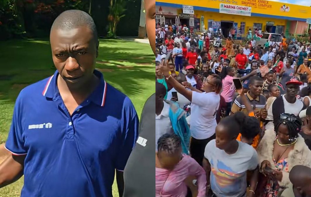 A collage of Kwa Mbae boy's father and TikTokers who attended his son's fundraiser. PHOTOS/@obidandela/TikTok.