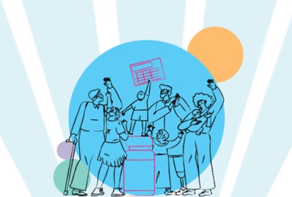 An illustration of adults and kids on Immunisation Day. PHOTO/WHO