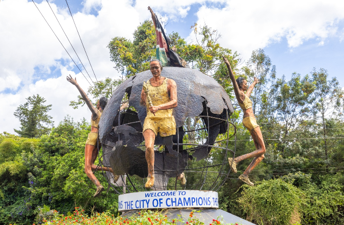 The statue outside Kipchoge Keino Stadium. PHOTO/Ministry of Sports