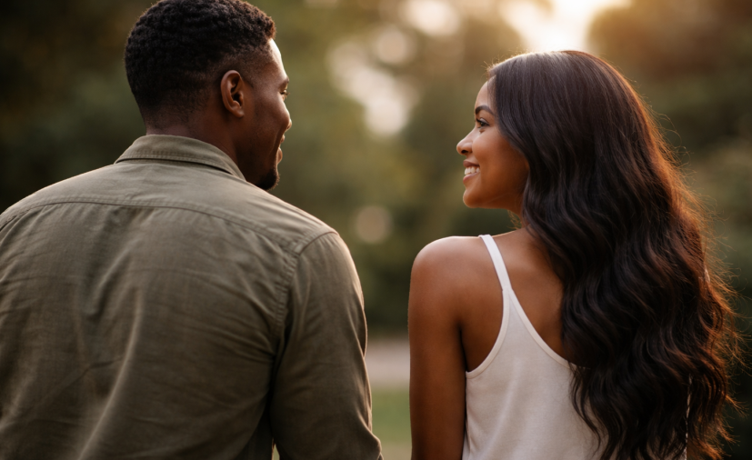 Man and woman conversing. PHOTO/AI