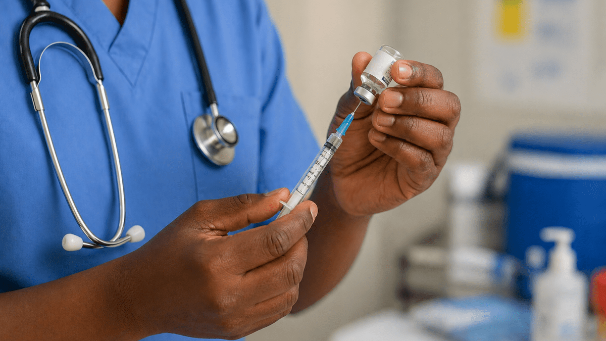 Health practitioner preparing a vaccine dose. PHOTO/AI