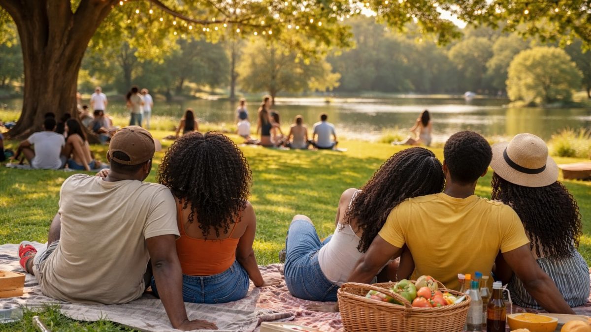 People unwind under the trees at a serene recreational park. PHOTO/AI