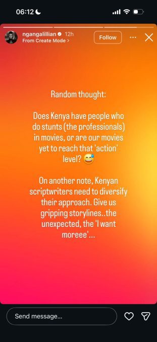 A post shared by Lilian Ng'ang'a on her Instagram. PHOTO/Screengrab by K24 Digital
